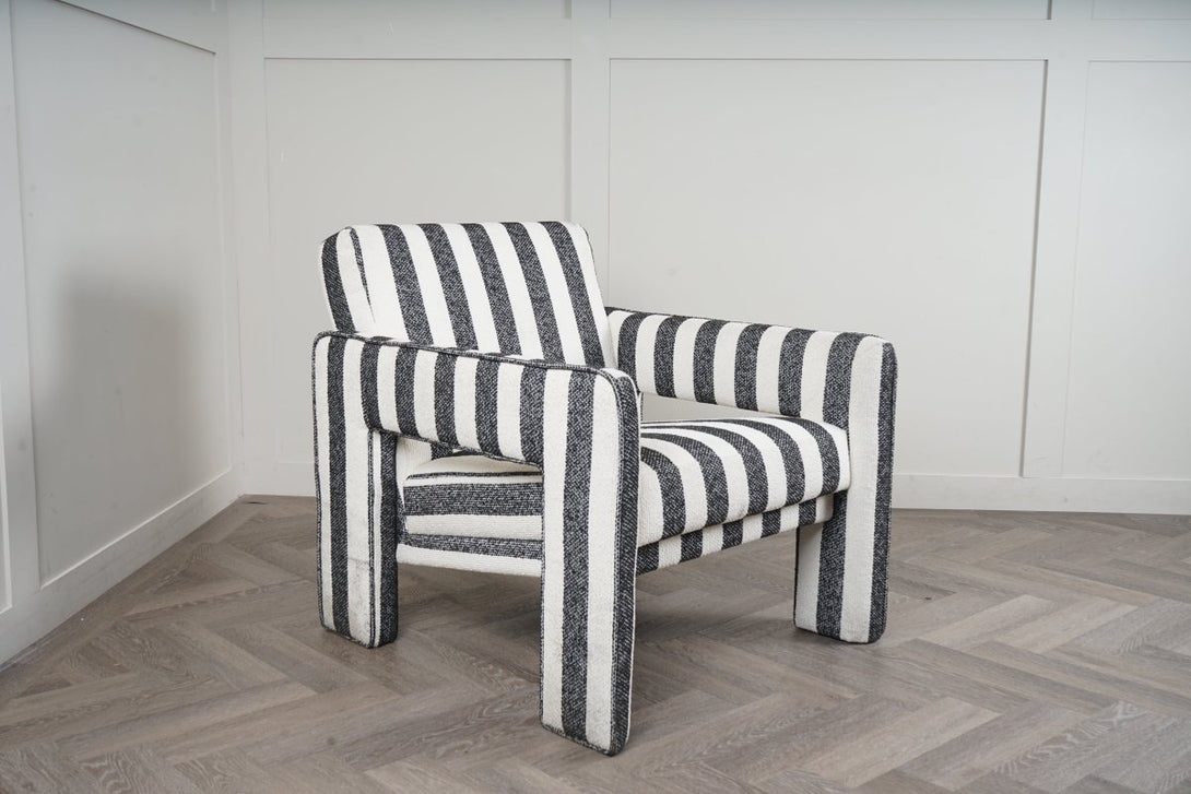 John Cooper Blocky Striped Armchair, Black/White