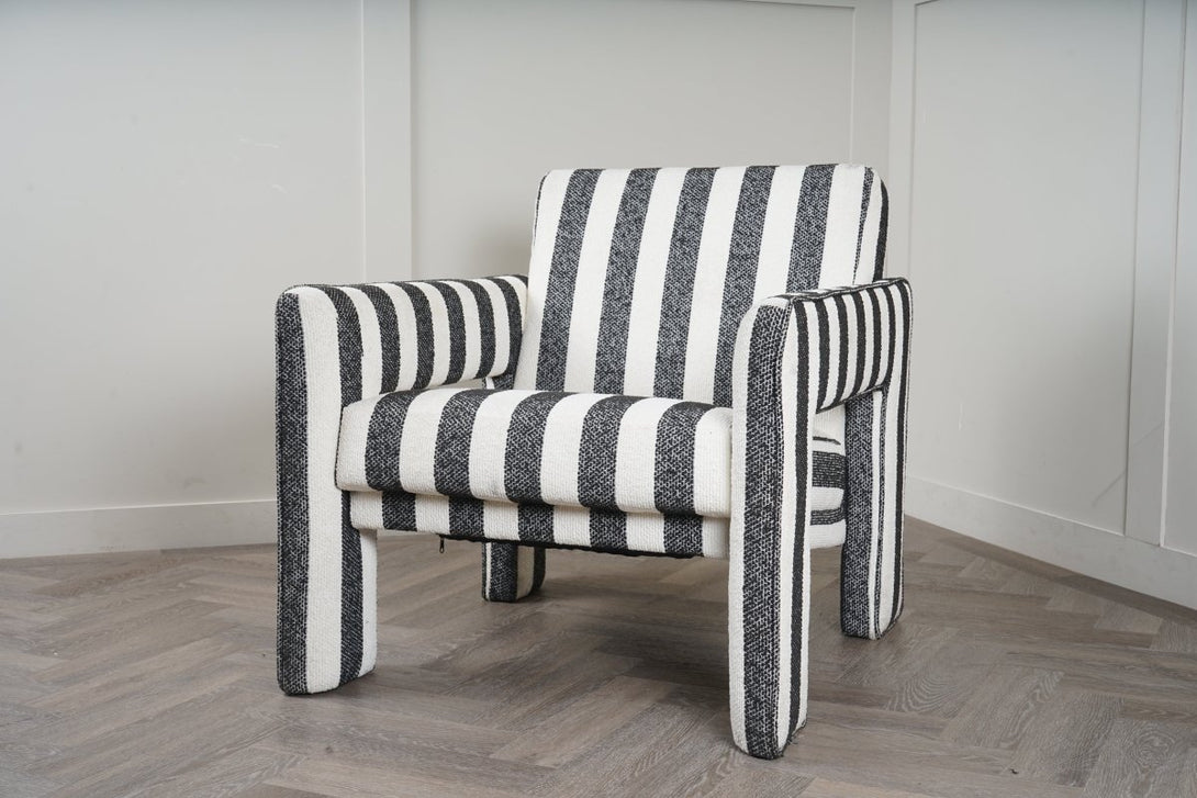 John Cooper Blocky Striped Armchair, Black/White