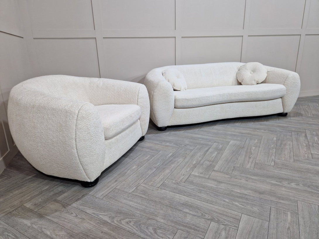 Kardashian 3 Seater Sofa & Armchair, Boucle Teddy Cream