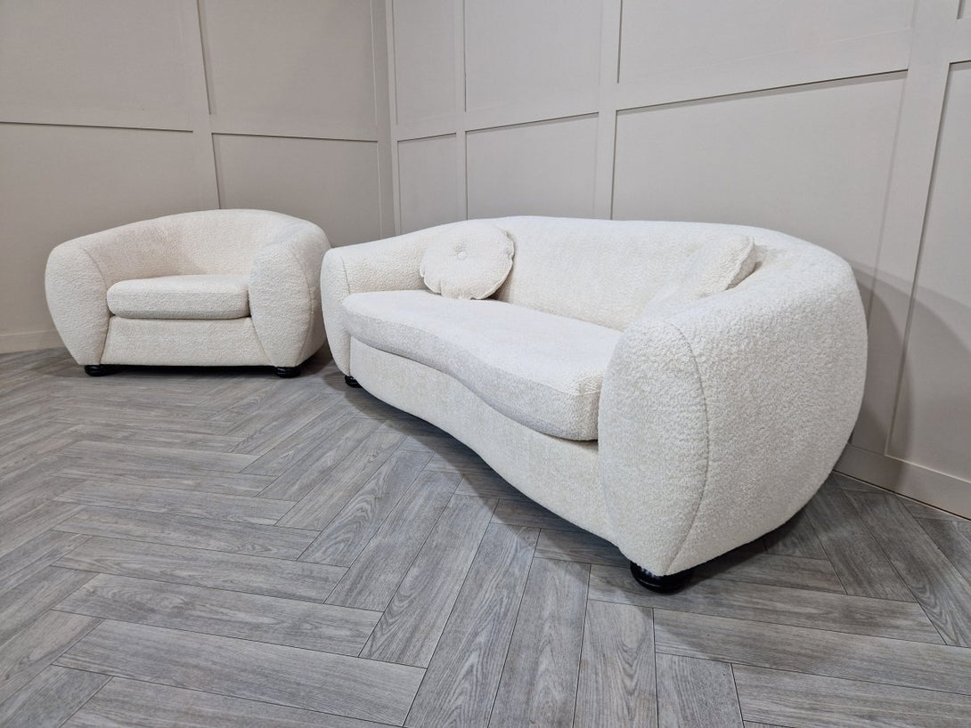 Kardashian 3 Seater Sofa & Armchair, Boucle Teddy Cream