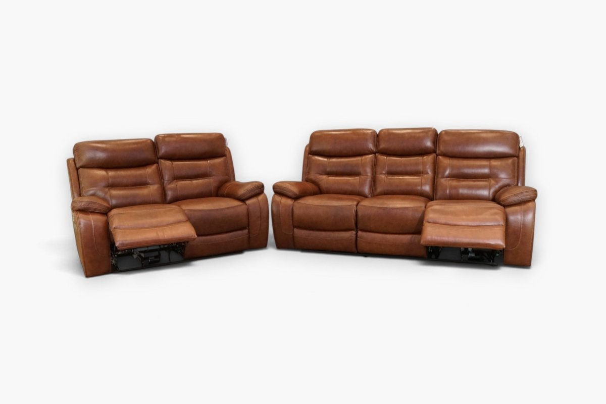Kensington 3 & 2 Seater Power Reclining Sofa Set, Saddle Leather