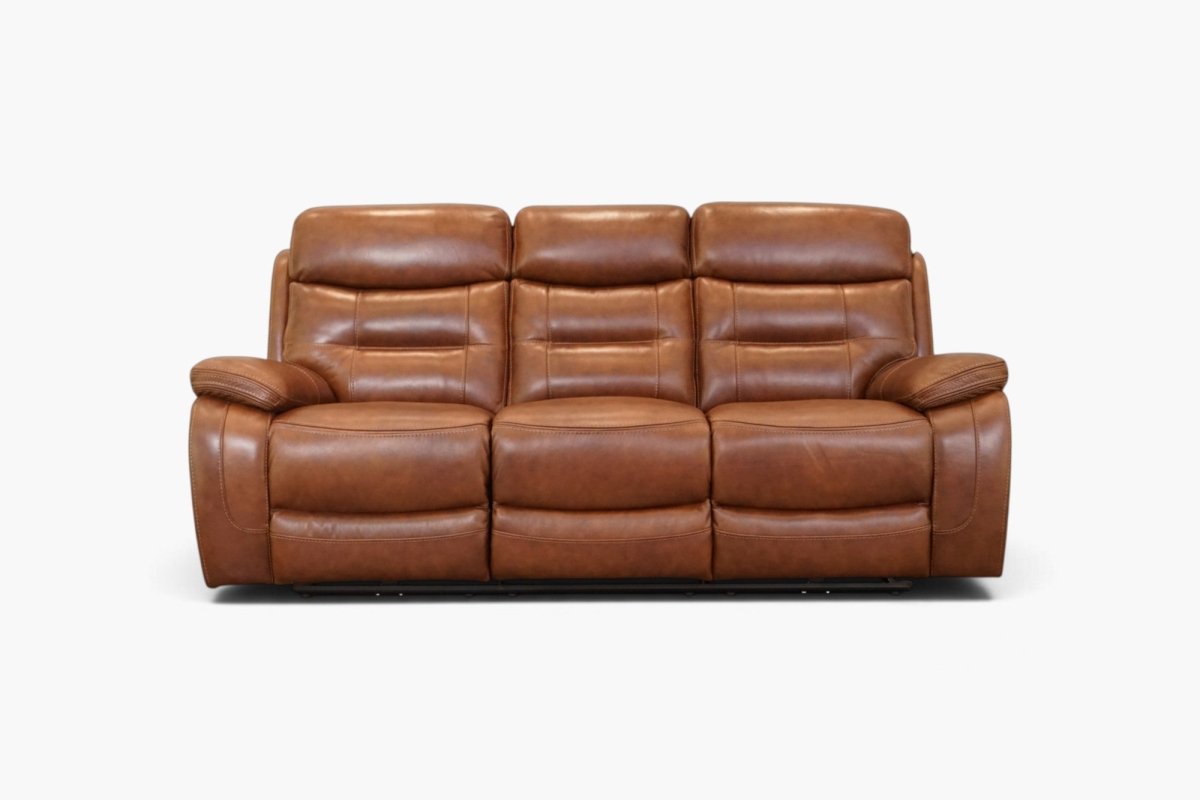 Kensington 3 Seater Power Recliner Leather Sofa, Saddle Leather