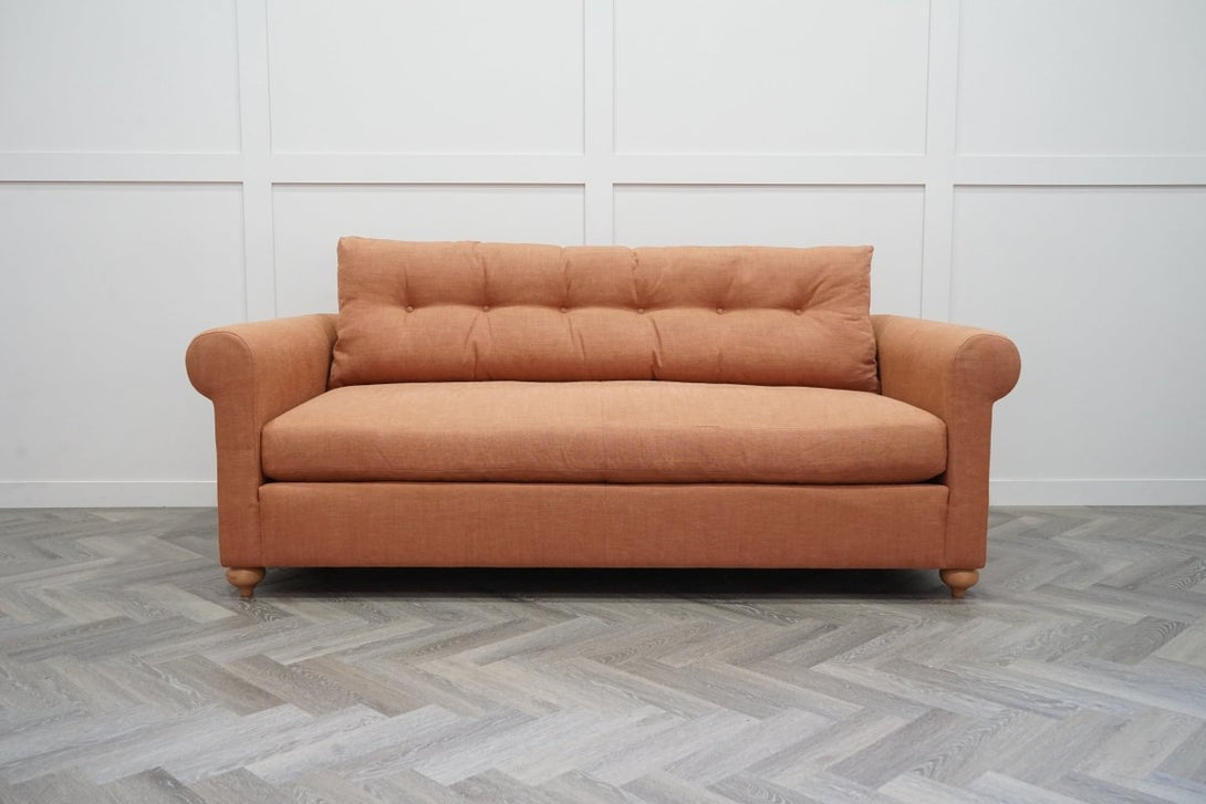 Kingham Large 3 Seater Sofa, Linen Burnt Orange