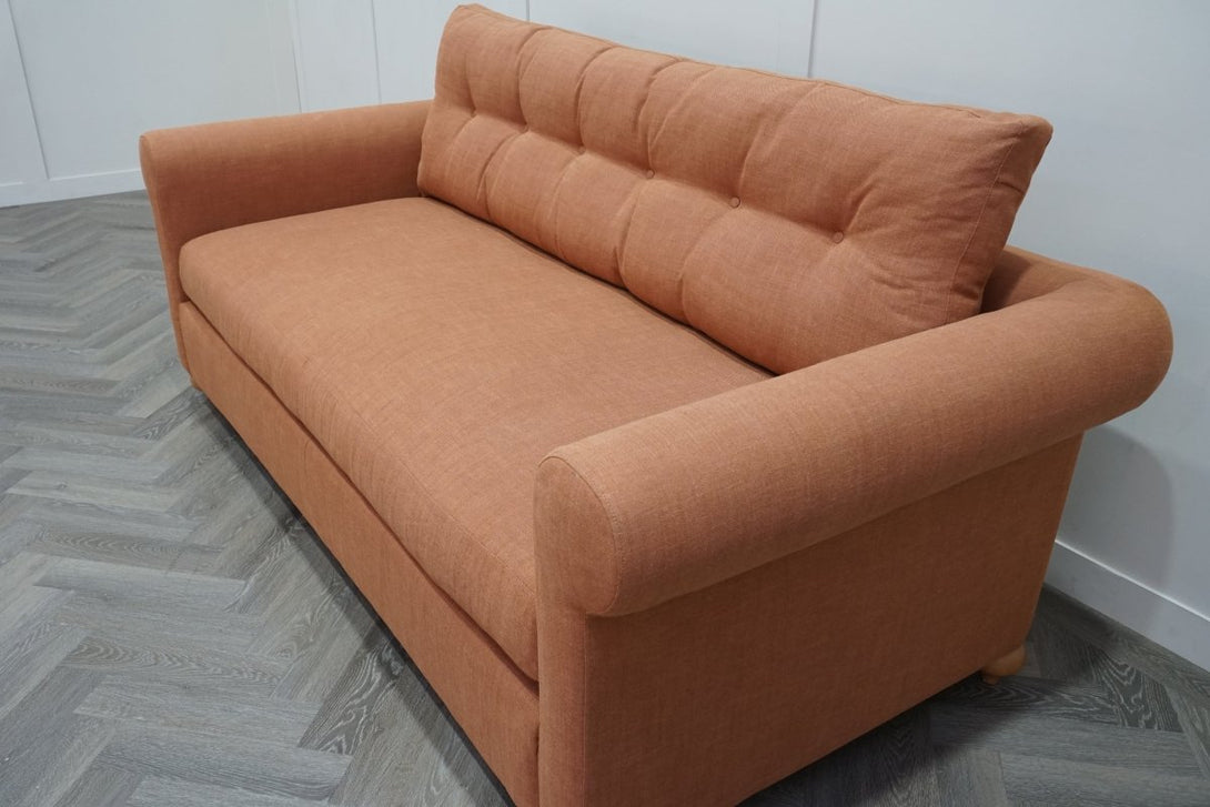 Kingham Large 3 Seater Sofa, Linen Burnt Orange