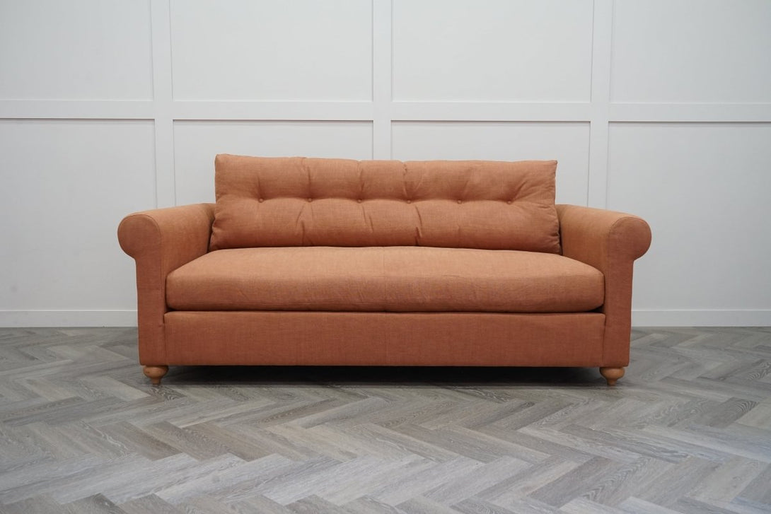 Kingham Large 3 Seater Sofa, Linen Burnt Orange