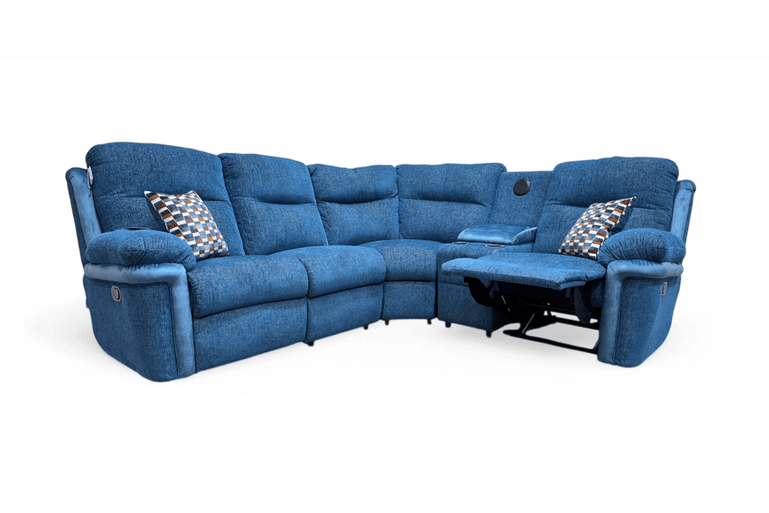 La - Z - Boy Toledo 2 Corner 1 Manual Reclining Sofa & Console, Blue