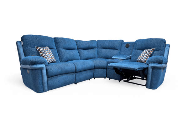 La - Z - Boy Toledo 2 Corner 1 Manual Reclining Sofa & Console, Blue