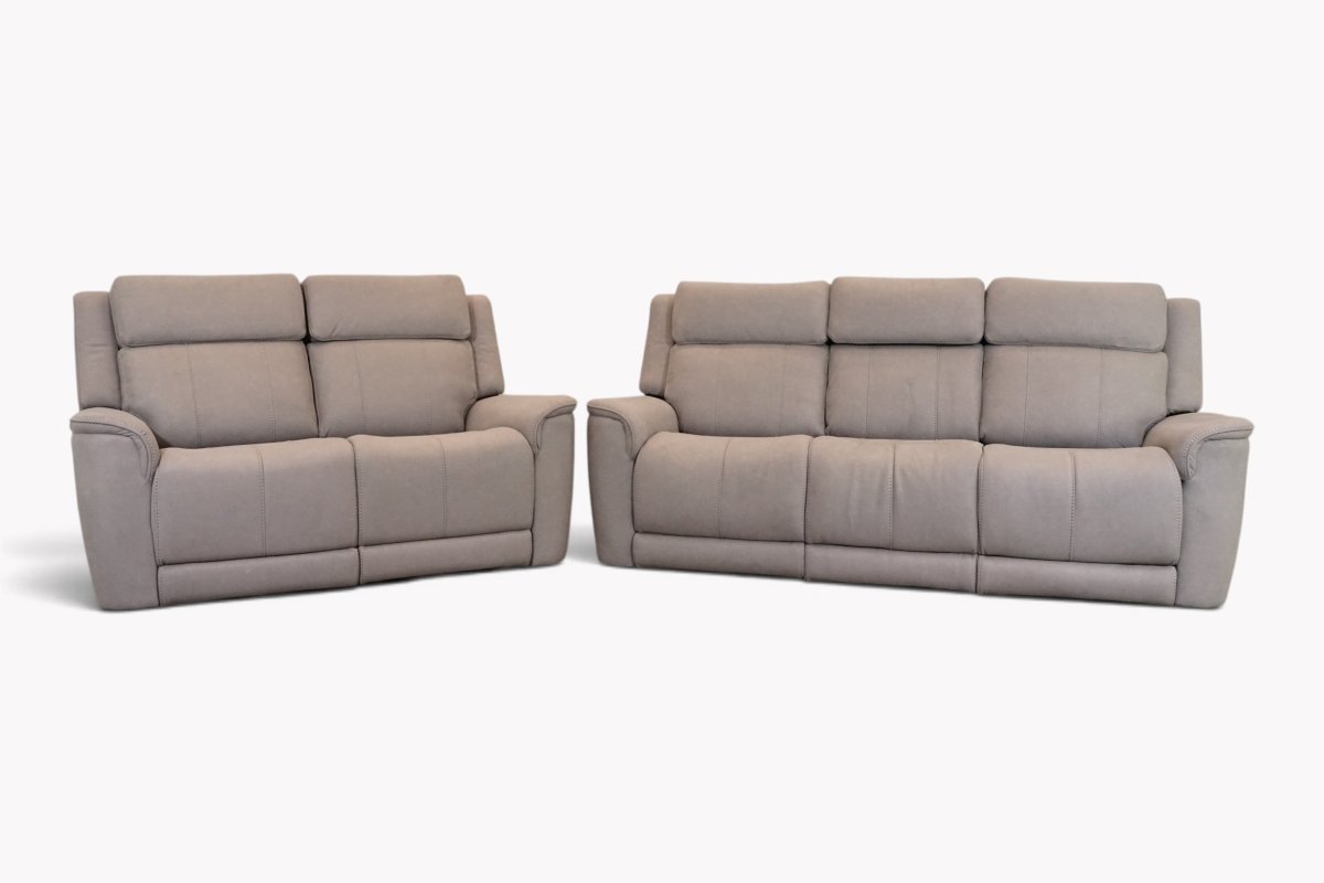 Langley Fabric Power Reclining 3 + 2 Seater Sofa Set, Luxe Grey