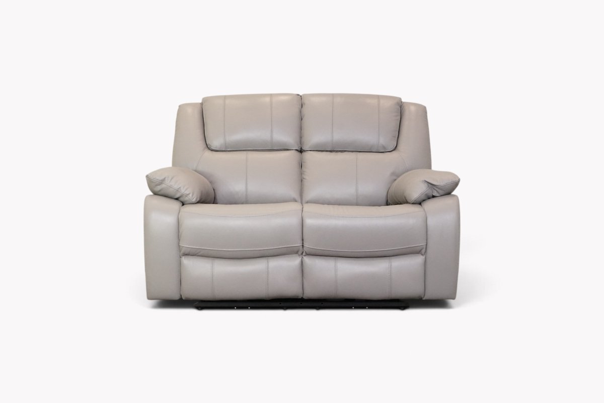 Las Vegas Leather 2 Seater Power Recliner Sofa, Steel Grey