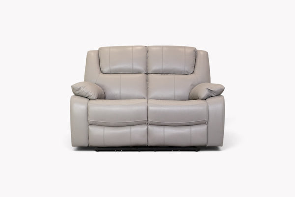 Las Vegas Leather 2 Seater Power Recliner Sofa, Steel Grey