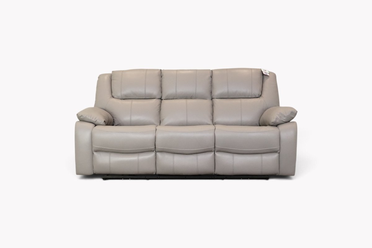 Las Vegas Leather 3 Seater Power Recliner Sofa, Steel Grey