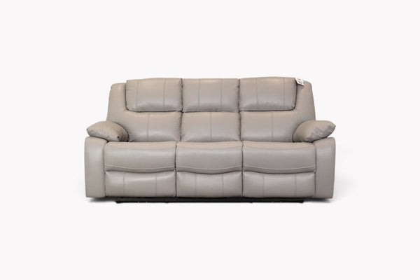 Las Vegas Leather 3 Seater Power Recliner Sofa, Steel Grey