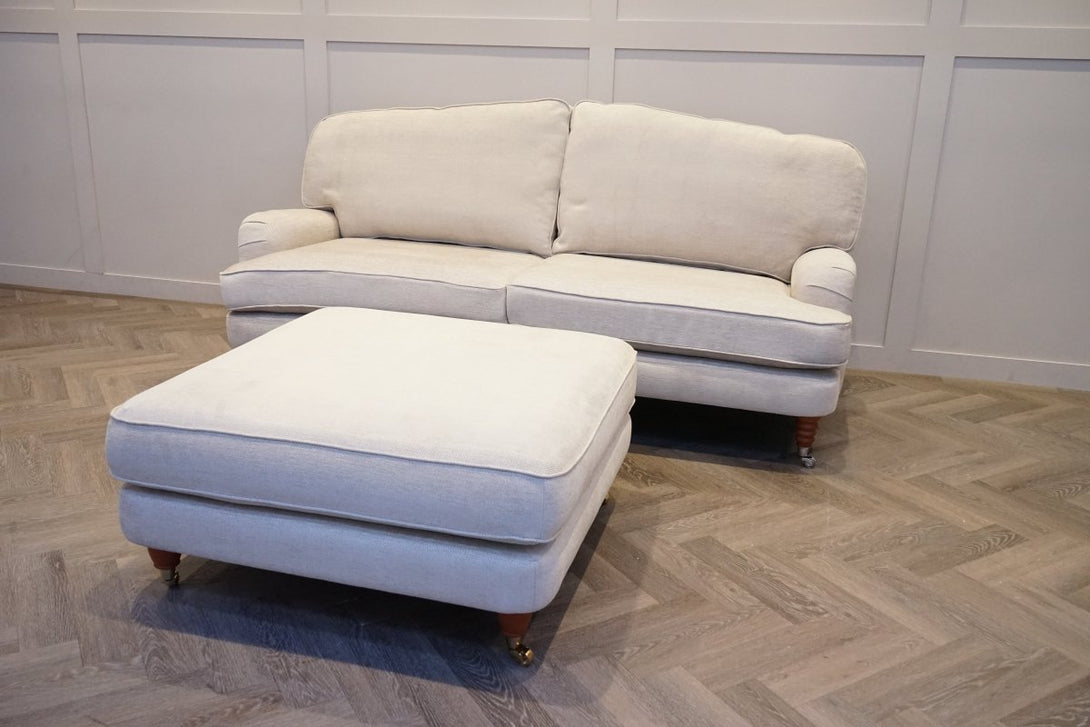 Laura Ashley Lynden Large 3 Seater Sofa & Footstool, Anneliese Natural