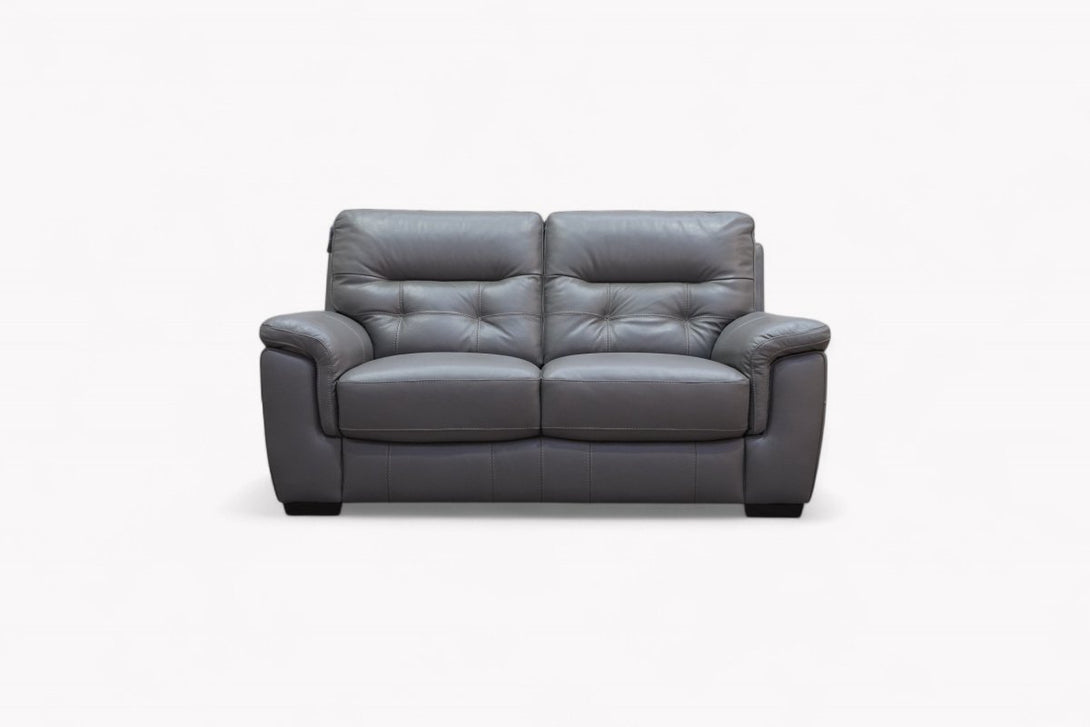 Laurent 2 Seater Leather Sofa, Elephant Grey