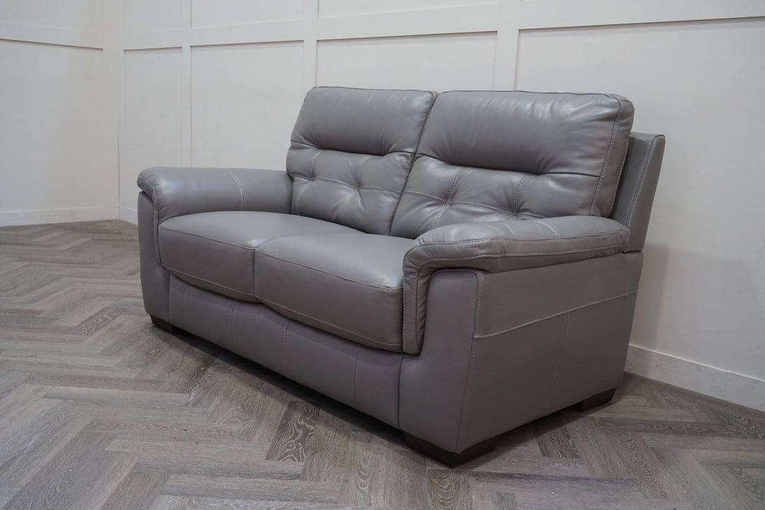 Laurent 2 Seater Leather Sofa, Elephant Grey
