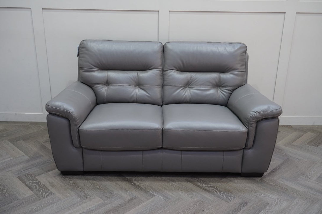 Laurent 2 Seater Leather Sofa, Elephant Grey