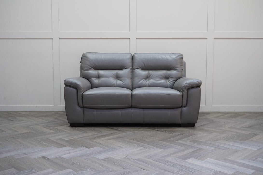 Laurent 2 Seater Leather Sofa, Elephant Grey
