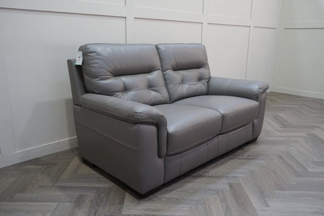 Laurent 2 Seater Leather Sofa, Elephant Grey