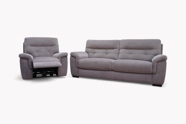 Laurent 3 Seater Sofa & Power Reclining Armchair, Taupe Velvet