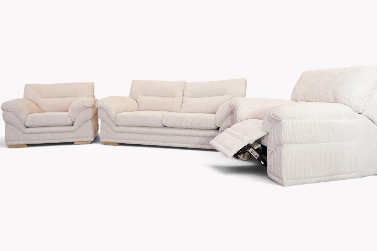 Leon 3 Seater Sofa, Armchair & Power Reclining Armchair, Ivory Cord