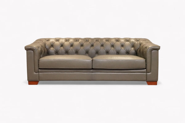 Linford Large 3 Seater Leather Sofa, Steel Grey