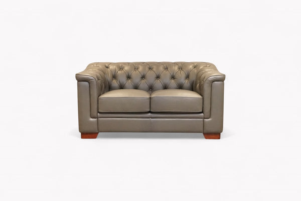 Linford Small 2 Seater Leather Sofa, Steel Grey
