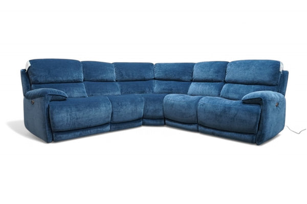 Link Fabric Large Power Recliner Corner Sofa, Steel Blue