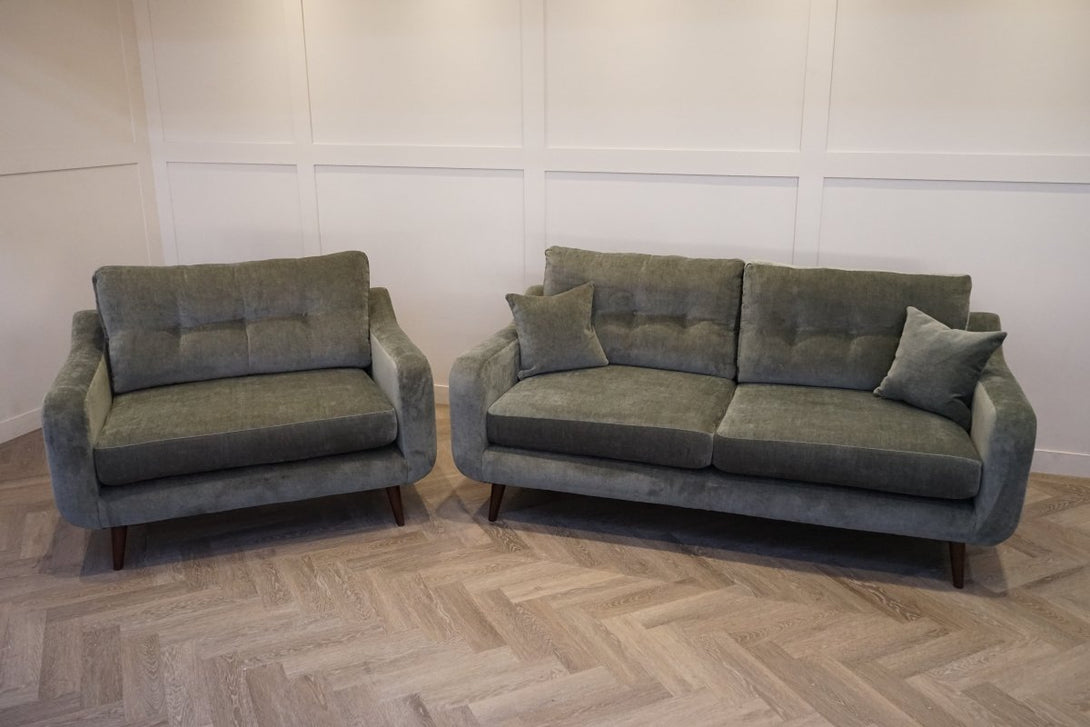 Lisbon 3 Seater Sofa & Cuddle Chair FREE Footstool, Dusk Green
