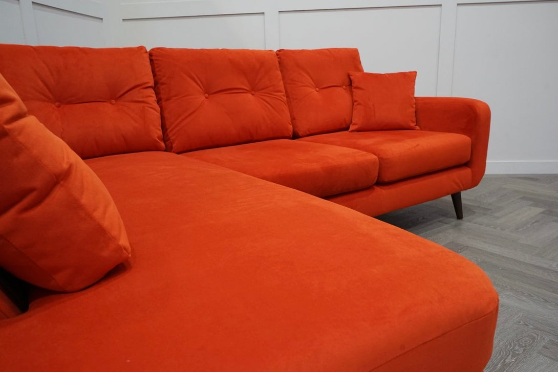 Lisbon Left Hand Facing Corner Chaise, Plush Velvet Paprika