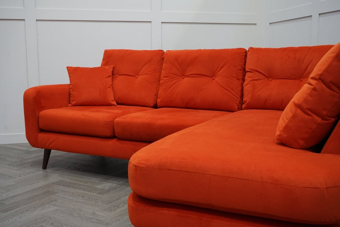 Lisbon Right Hand Facing Corner Chaise, Plush Velvet Paprika