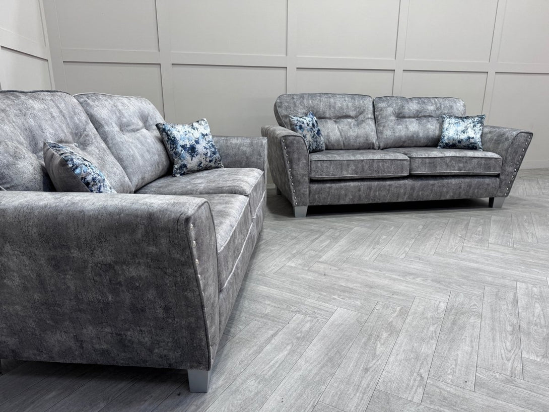 Living Esme Fabric 3 + 2 Sofa Set, Marble Grey