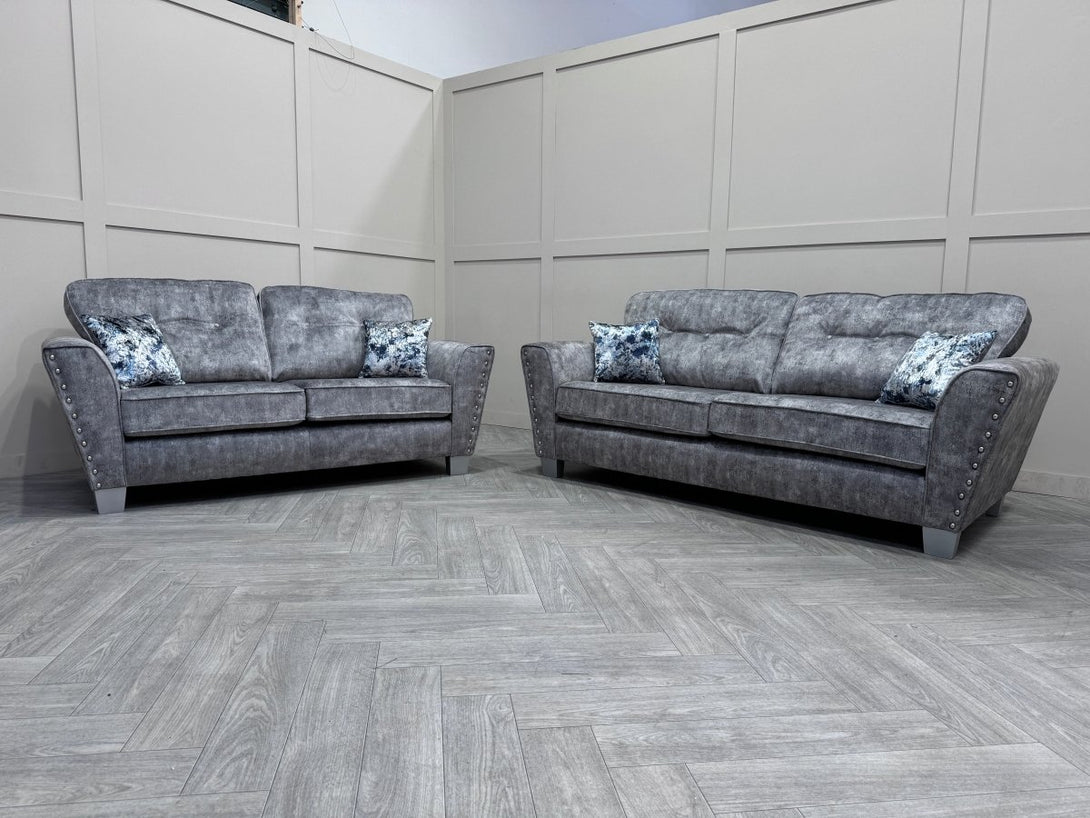 Living Esme Fabric 3 + 2 Sofa Set, Marble Grey