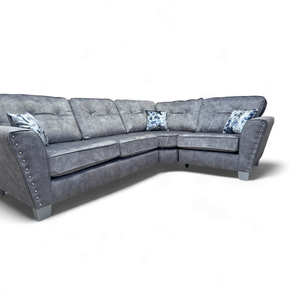 Living Esme Fabric LHF 2 Corner 1 Sofa, Marble Grey