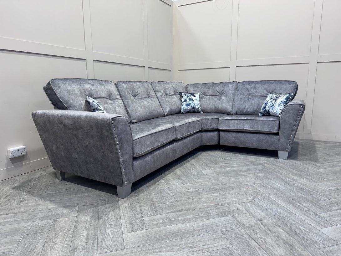 Living Esme Fabric LHF 2 Corner 1 Sofa, Marble Grey