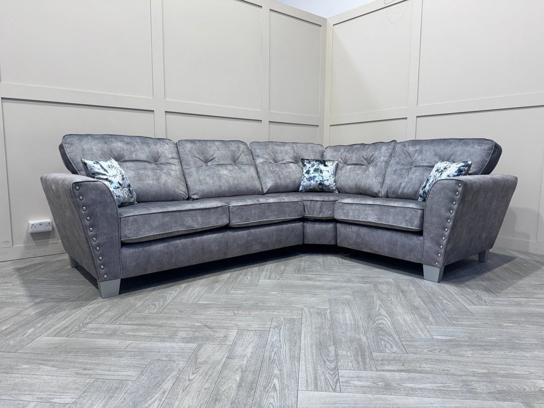 Living Esme Fabric LHF 2 Corner 1 Sofa, Marble Grey