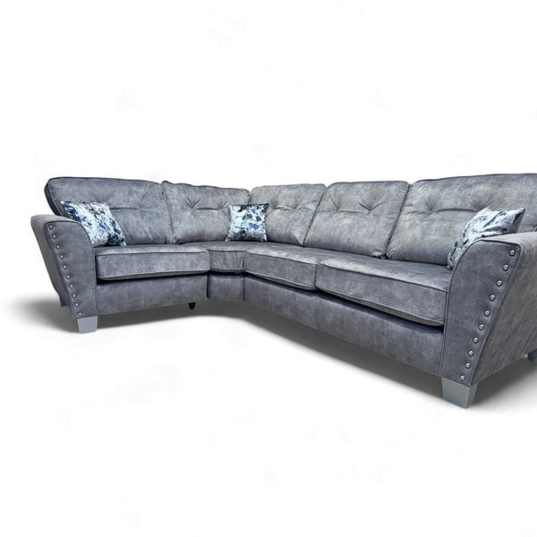 Living Esme Fabric RHF 2 Corner 1 Sofa, Marble Grey