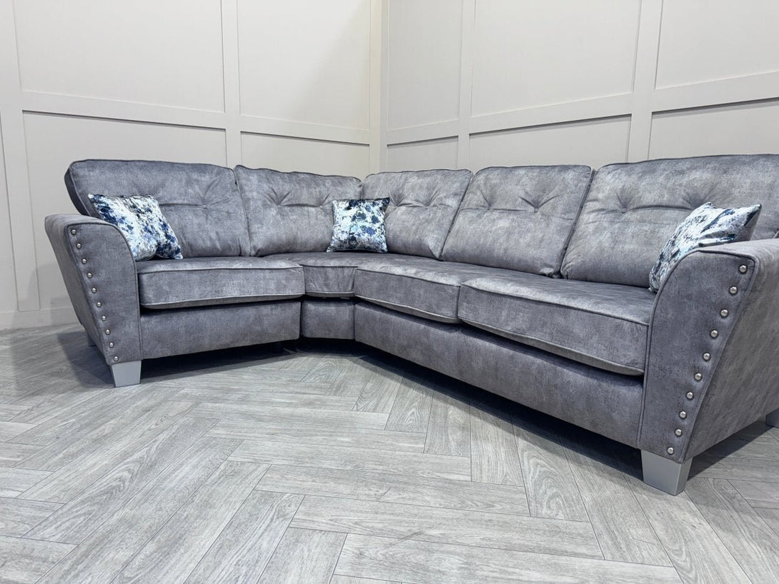 Living Esme Fabric RHF 2 Corner 1 Sofa, Marble Grey