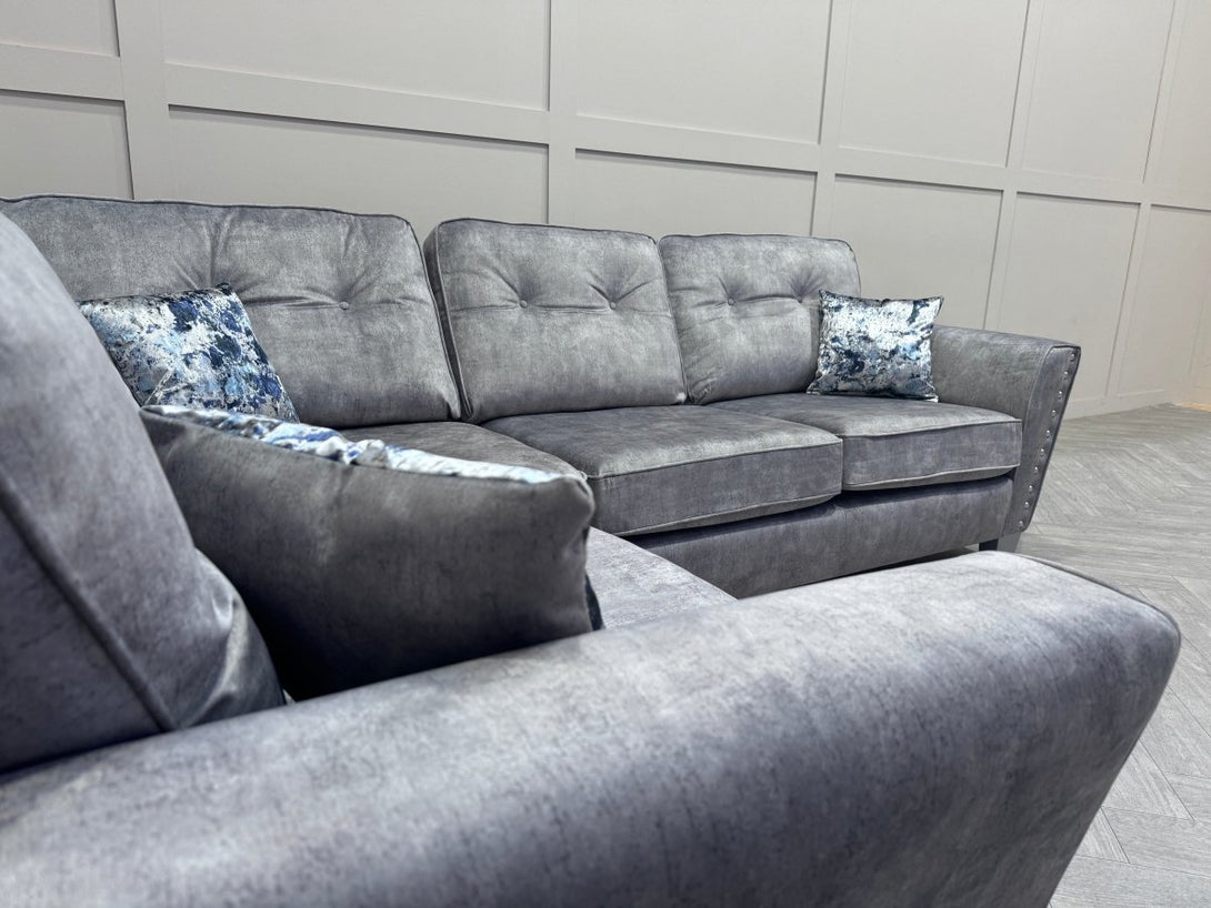 Living Esme Fabric RHF 2 Corner 1 Sofa, Marble Grey