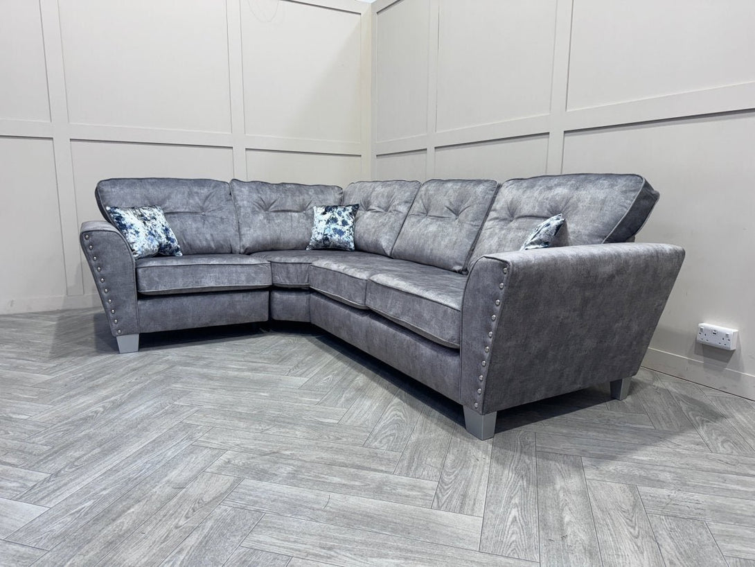 Living Esme Fabric RHF 2 Corner 1 Sofa, Marble Grey