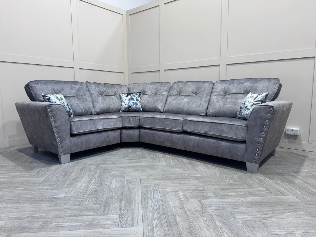 Living Esme Fabric RHF 2 Corner 1 Sofa, Marble Grey