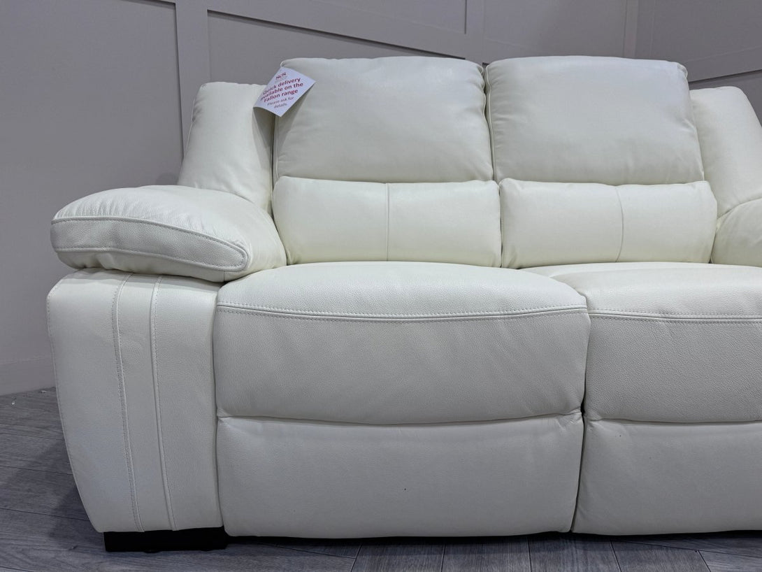 Living Fallon 3 + 2 + 1 Power Reclining Leather Sofa Set, White