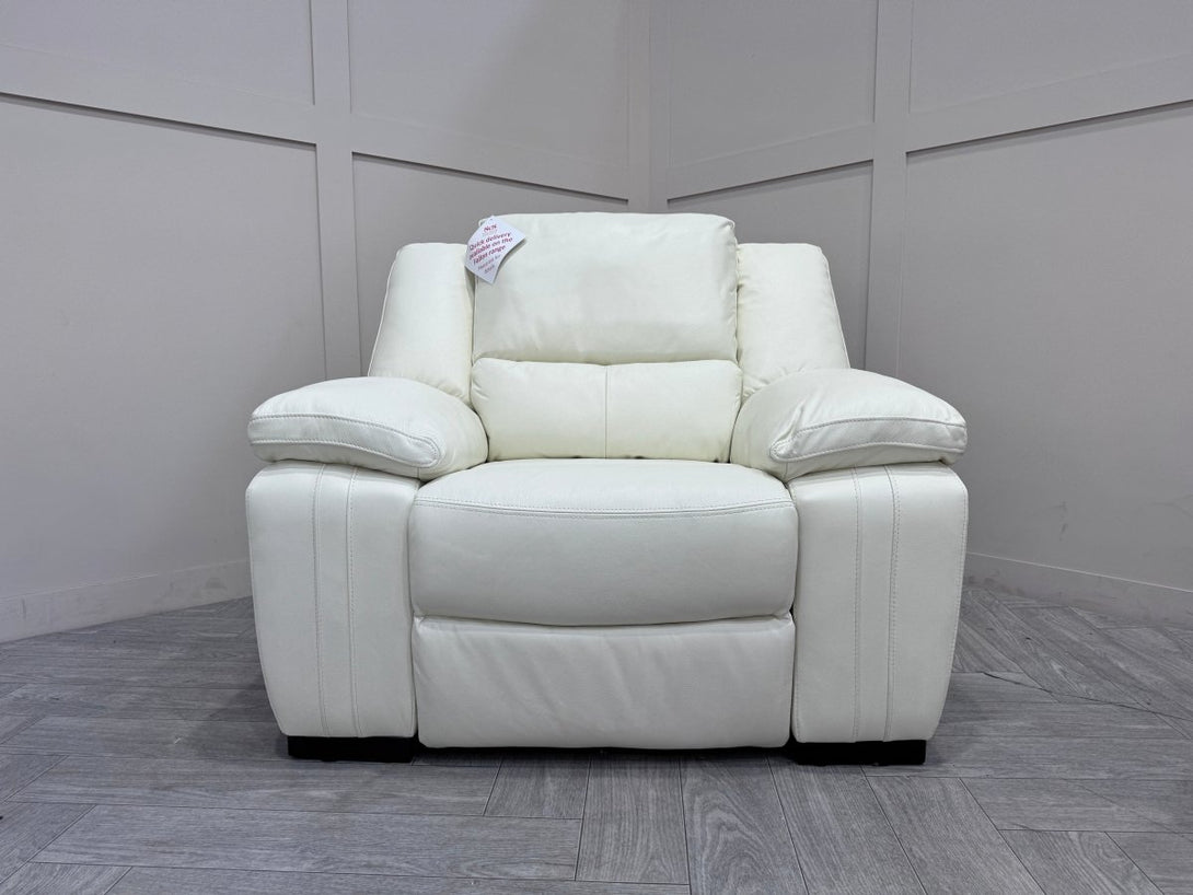 Living Fallon 3 + 2 + 1 Power Reclining Leather Sofa Set, White