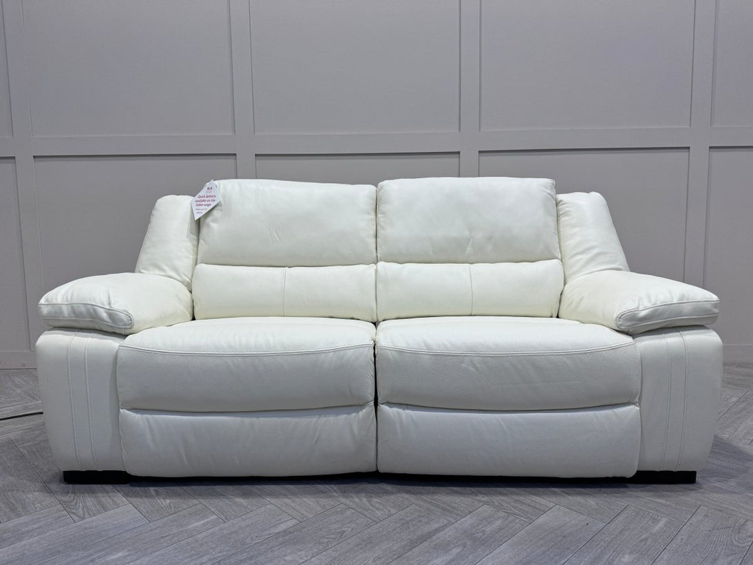 Living Fallon 3 + 2 + 1 Power Reclining Leather Sofa Set, White