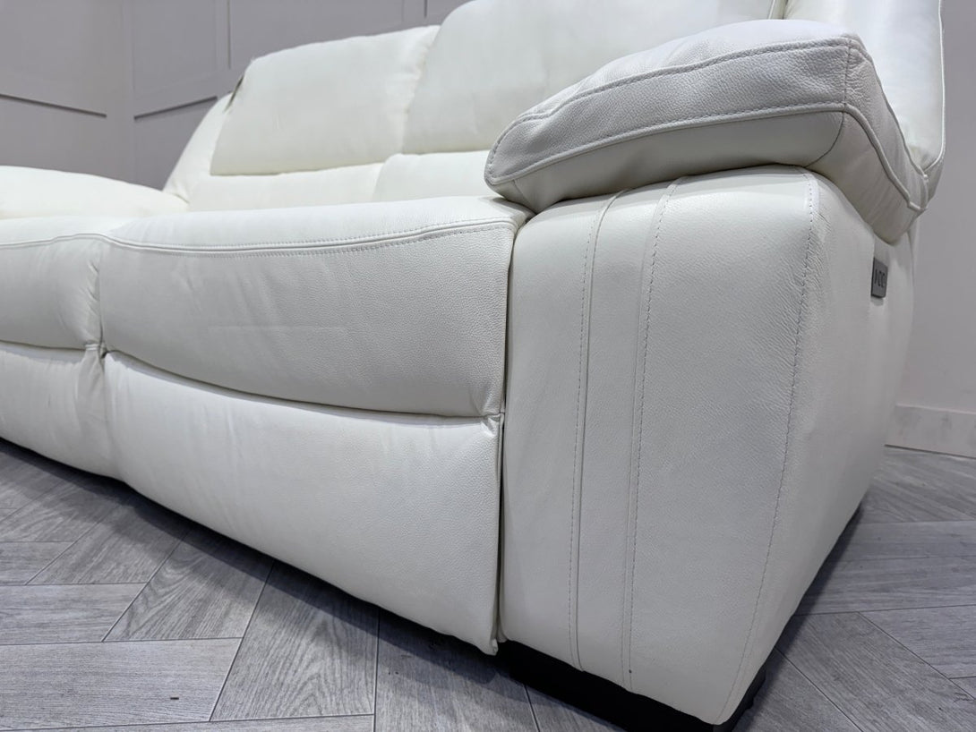 Living Fallon Leather 3 + 1 Seater Power Reclining Sofas, White