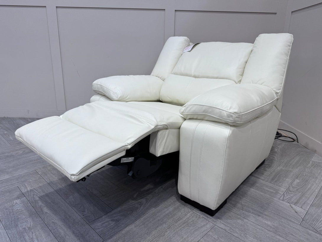 Living Fallon Leather 3 + 1 Seater Power Reclining Sofas, White