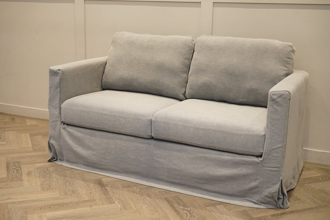 Loose Cover Medium 2 Seater Sofa, Cotton Linen Grey