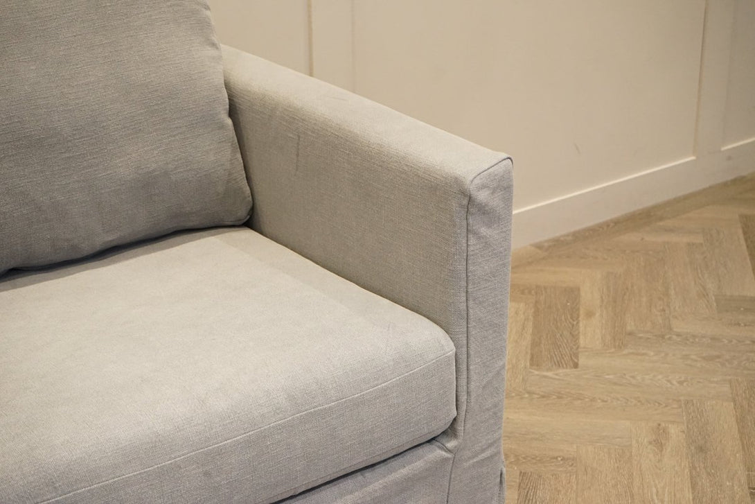 Loose Cover Medium 2 Seater Sofa, Cotton Linen Grey