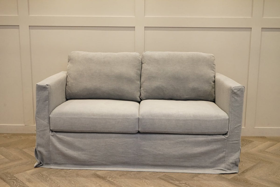Loose Cover Medium 2 Seater Sofa, Cotton Linen Grey