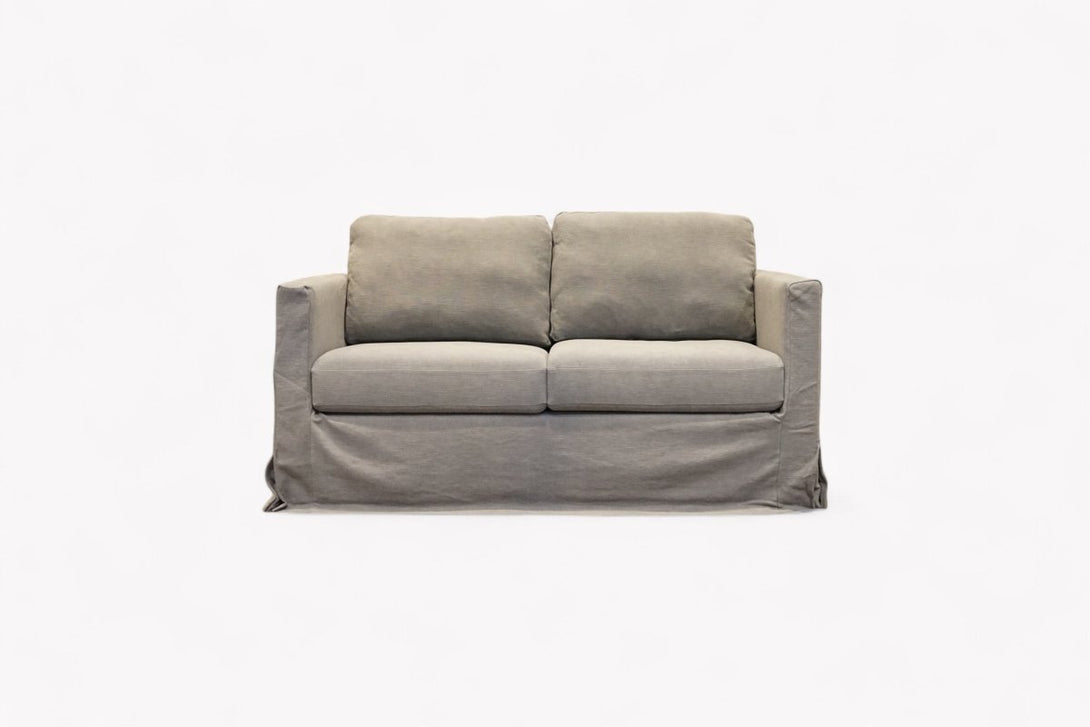 Loose Cover Medium 2 Seater Sofa, Cotton Linen Grey