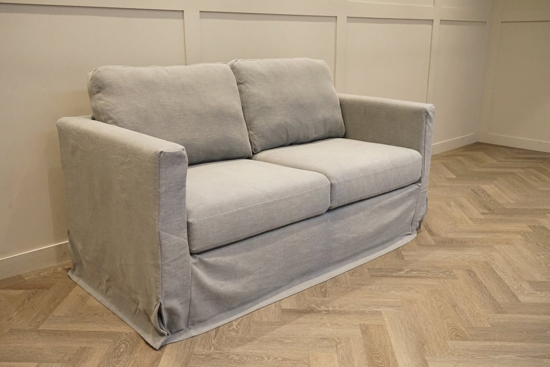 Loose Cover Medium 2 Seater Sofa, Cotton Linen Grey